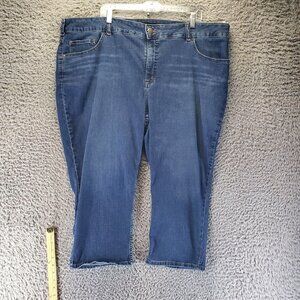 Lee Jeans Womens 24W Blue Stretch Denim Straight Leg Mid Rise Cropped Capri